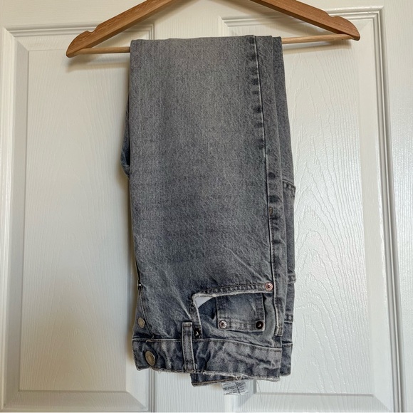 Zara High Waist Straight Women's Grey Jeans - Picture 2 of 4